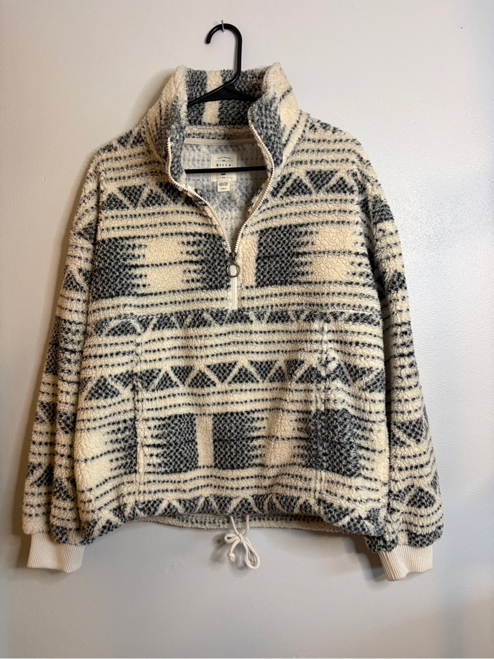 Billabong Cream & Charcoal Patterned Half-Zip Sherpa Pullover
